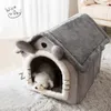 犬小屋の柔らかい猫ベッドディープスリープハウス犬猫冬の家の取り外し可能なクッション囲まれた子猫のためのペットテント