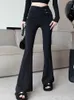 Spodnie damskie rozszerzyły się 2023 Estetyczne płomienne legginsy dla kobiet w stylu koreańsko płynnym moda wysoka talia szeroka noga długa