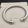 High Quality Women Luxury Charm Bracelet 7/10mm 14k 18k Gold Plated Pearl Steel Wire Rope Open Twisted Designer Love Bracelets Cjeweler Luxurious Jewelry