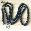 SN1382 Nuevo diseño, pulsera o collar de cuentas Mala de ónix negro mate 108 para mujer, pulsera o collar de Yoga con dije de loto 316f