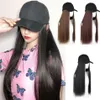 Moda feminina chapéu de malha boné de beisebol peruca reta cabelo longo grande ondulado extensões de cabelo encaracolado meninas boina novo design simulação cabelo y1987