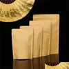 Sacs d'emballage en gros sac en papier kraft pochette en papier d'aluminium alimentaire thé snack café stockage sacs refermables paquet anti-odeur bureau sc dhfd1