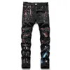 Jeans pour hommes de haute qualité lettre étoile jean hommes broderie patchwork déchiré pour tendance marque moto pantalon hommes maigre