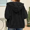 Women's Jackets Women Woolen Jacket Cozy Hooded Winter Jacket for Women Thick Double-sided Plush Drawstring Closure Loose Fit Stay Warm Stylish 231010