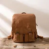 Sac à dos d'école en cuir véritable pour hommes, sac de voyage unisexe à la mode