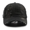 Casquettes de balle adulte Logo personnalisé chapeau de sport en détresse Vintage réglable casquette de Baseball Hip Hop déchiré coton Snapback