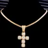 Anhänger Halsketten Hip Hop Quadrat Kristall Kreuz Tennis Halskette Männer Frauen 4mm Zirkon Kette Choker Charme Religiöser Schmuck