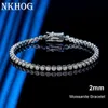 Bangle Nkhog 925 Sterling Silver Tennis Armband 2mm D Color White Gold Plated Sparking Lab Diamond Armelets Gift Jewelry 231009
