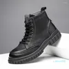 Botas masculinas vintage alta bezerro casual motocicleta rendas acima de couro genuíno calçados masculinos