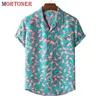 Stylish Flamingo Print Hawaiian Aloha Shirt Men Summer Short Sleeve Beach Shirts Mens Holiday Party Vacation Clothing 2202182217