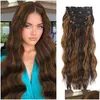 Synthetic Hair Extensions Clip Hair Curl Four-Piece Set Natural Water Ripple Extensions Piece High Quality Heat Resistant Temperature Dhzrp