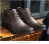 Ботинки A050, модная мужская обувь из коровьей натуральной кожи на шнуровке, британская мотоциклетная мужская рабочая мужская обувь для отдыха