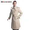 Herrgravrockar Trenchrock Män klassisk dubbelbröst Mens Long Coat Herrkläder Långa jackor Rockar British Style Overcoat S-6xl Size 231010