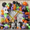 Altre forniture per feste per eventi 103 pezzi Tema Halloween Arancione Nero a pois in lattice Zucca Pipistrello Fantasma Foil Balloon Ghirlanda Kit arco per decorazione festa horror Q231010