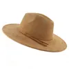 フェイクスエードトップハット9 5cm brim fedora hat men men men autumn Winter felt Jazz Hats Classic Church Fedoras Chapeau Sombrero Mujer193o