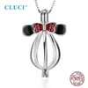 CLUCI 925 Cute Mouse Shaped Charms for Women Necklace 925 Sterling Silver Pearl Cage Pendant Locket SC049SB223B