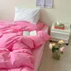 Zestawy pościeli Różowe serie nadrukowane miękki zestaw kołpakowe łóżka poliestrowe poduszki poduszki płaskie Zestawy komputerowe dla dziewcząt 231011