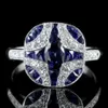 Kobieta biżuteria Wedding Pierścienie dla par 925 Srebrny Sapphire Retro Diamentowe pierścienie Diamentowe Zaręczyny Women 295T