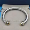 cuff bracelets 7mm Thick High Quality Women Luxury Charm Bracelet 18k Gold Plated Pearl Steel Wire Rope Open ed Intermittent 284g