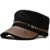 Men's Fashion Flat Top Hat pu leather Peaked Baseball cap GI Army Corps Hat Patrol Cadet Cap Sun Visor Snapback cap277f