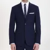 Men's 3 Piece Flat Collar Skinny Navy Blue Suits Business Modern Designed Custom Gentleman Men Suits Jacket Vest Pants244o