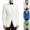 2021 Wit Ivoor Mannen Pakken Bruidegom Smoking Trouwpak Voor Mannen Mode Smoking Prom Etentje Stage Performance Jas Broek x092528