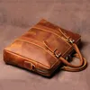 Bortkyror Vintage Cowhide Leather Lightweight Handbag Men's Business Office Portfölj 15 "Notbok Laptop Bag Man Fashion Messenger Bag 231011