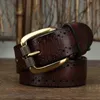 Autres accessoires de mode Ceinture de mode pour hommes en cuir véritable en cuir de vachette pure boucle ardillon ceinture vintage pour piège mâle jean pour homme de luxe designer 231011