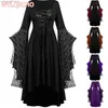 Costume à thème Vintage Halloween Cosplay Venez Sorcière Vampire Robe Gothique Fantôme Robes de Fête Imprimé Médiéval Fantôme Mariée Vêtements Féminins T231011