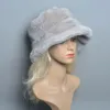 Breda randen hattar hink hattar falska mink päls basker eleganta kvinnor vinter mössor design mode konstgjorda päls hattar stickade varm falska mink päls beanies hatt 231011