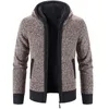 Herrtröjor stickade Cardigan Autumn Winter Hooded dragkedja plysch och förtjockad tröja Casual Coat för mellanliggande ungdomar YM1076 231010