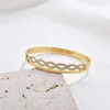 Bangle FYSARA Gegolfd Roestvrij Stalen Armband Ingelegd Zirkoon Hollow Out Eye Desgin Voor Romantiek Vrouwen Sieraden Party Gift