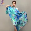 Sarongs Winter Fashion Women's Scarf Mulberry Silk Scarves Shawl Female Long Silk Scarf Blue and Coffee 180*110cm 231010