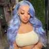 Peruvian Blue Colored Human Hair Wigs for Women Preplucked Transparent 13x4 Lace Frontal Wig 613 Body Wave Lace Front Wig Cosplay Synthetic Wig