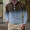 Polos masculinos com capuz Mens mangas compridas em toda a impressão Polo Moda Camisa Padrões Geométricos Inverno Engrossa Roupas Rua Lazer Tops