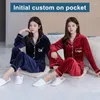 Women's Sleepwear Bridesmaid Velvet Pjs Set Long Sleeves Pants Customized Bride Pajamas With Initials Names Bachelorette Custom Pajama