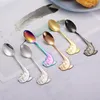 Stainless Steel Coffee Spoons Dessert Ice Cream Scoops Dolphin Tea Spoon Christmas Gifts Kitchen Tools Flatware Tableware