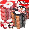 Christmas Decorations Lollipop Paper Cards Cartoon Santa Claus Snowman Kids Candy Gifts Package Wrapping Year Party Decoration 231011