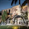 Ensemble, nouvelle toile d'araignée d'Halloween, simulation de filet triangulaire super grande araignée en peluche, accessoires de décoration intérieure et extérieure, décor de scène, décor de bureaux, décor d'Halloween