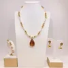 Halsbandörhängen Set Yulaili Pearl Gem Gold Plated Pärlor för kvinnor Vatten Drop Pendant Stud HD231019