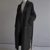 Женские зимние пальто из смеси шерсти, осенние и женские однотонные свободные длинные двусторонние пальто с лацканами, женское jas 231010