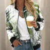 Giacche da donna Giubbotto bomber elegante con cerniera Primavera Autunno Foglie Hawaii Stampa floreale Abbigliamento da ufficio Cappotto sottile Capispalla retrò