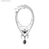 Andra modetillbehör Dark Punk Love Wing Pendant Creative Sword-Shaped Halloween Halsband krage Para Mujer smycken för kvinnor Necklänkskedja Q231011