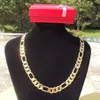 18 k Solid Gold AUTHENTIC FINISH stamped 10mm fine Figaro Chain necklac268T