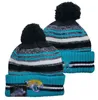 Jaguars Beanies Jacksonville Bobble Hats Capsball Ball Caps 2023-24 مصمم أزياء دلو قبعة مكتنزة مكتنزة فوكس بوم قبعة عيد الميلاد قبعة متماسكة A5