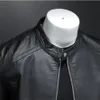 Men's Leather Faux Leather Men Leather Jacket Classic Slim Fit Motorcycle PU Leather Jacket Solid Color Standing Collar Men Large Black Leather Jacket 231010