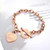 Heart-shaped Bracelet Proverbs Pendant for Women Gift Metal Brand Designbracelets Fashion Female Gold Jewelry Gifts Q0603210G