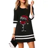 Casual Dresses Christmas Tree Print Dress Mini Chic Autumn Women's O-Neck 3/4 Sleeve Pullover With For Festive