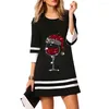 Casual Dresses Christmas Tree Print Dress Mini Chic Autumn Women's O-neck 3/4 Sleeve Pullover With For Festive