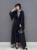 Casual Dresses CHICEVER Irregular Loose Mesh For Women Round Neck Batwing Sleeve High Waist Spring Elegant Colorblock Dress Female